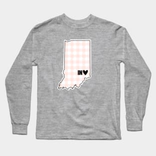 USA States: Indiana (pink plaid) Long Sleeve T-Shirt